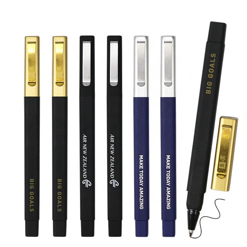 gold Rubber finished soft hotel square ball pen